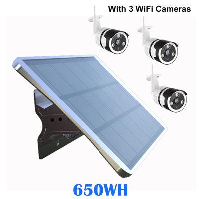 eLEDing Wi-Fi IP Bullet Camera (3-Pack 1080p) w/ Solar Powered Off-Grid Generator 650WH kit (100W Panel) in Gray | 45 H x 33 W x 4 D in | Wayfair