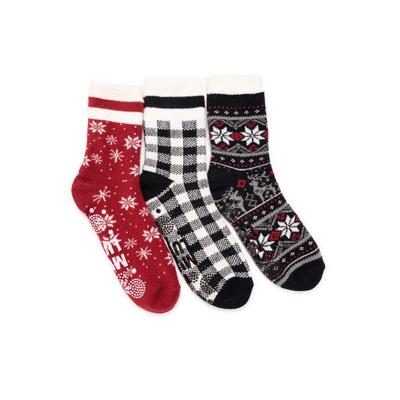 Plus Size Women's 3 Pair Pack 2 Layer Ankle Socks by MUK LUKS in Red Ebony (Size ONESZ)